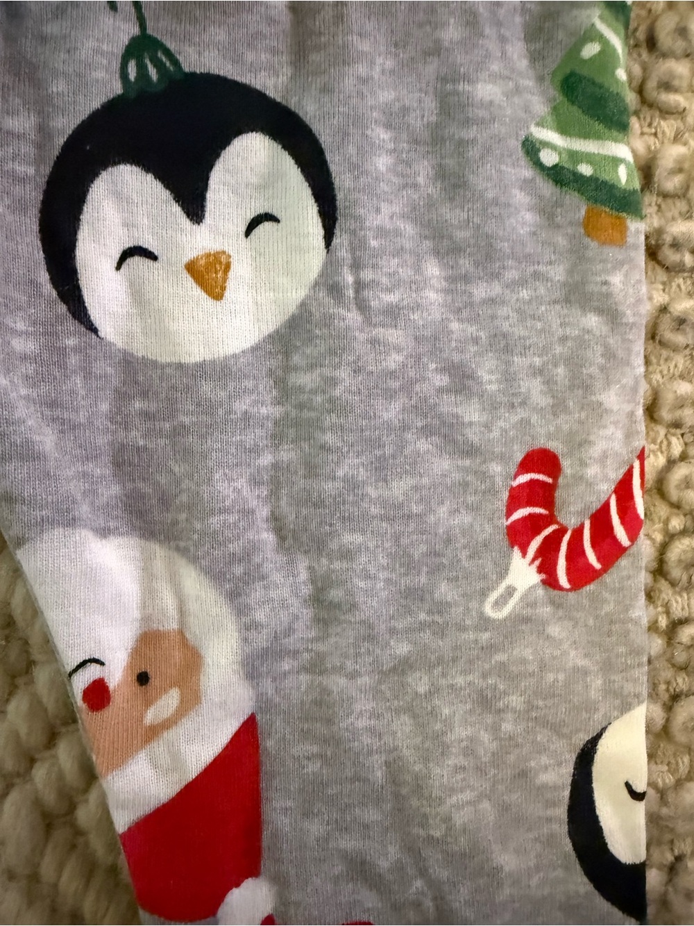 Carter's Gray Holiday Print pajama bottoms Santa, Penguin, Train & Candy Cane 4T - Picture 6 of 6